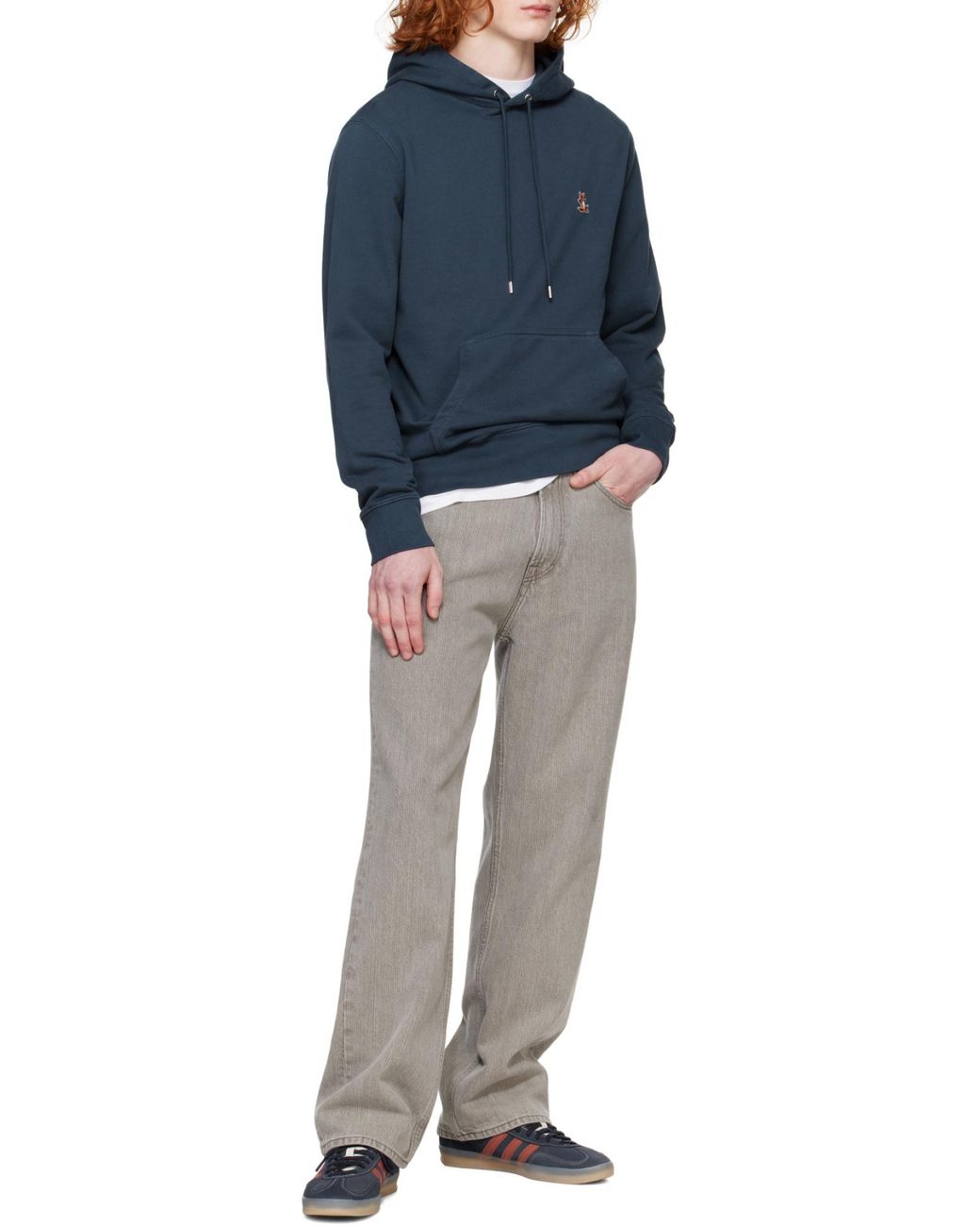 Maison Kitsuné Blue Maison Kitsuné Bold Fox Head Patch Drawstring Hoodie for men