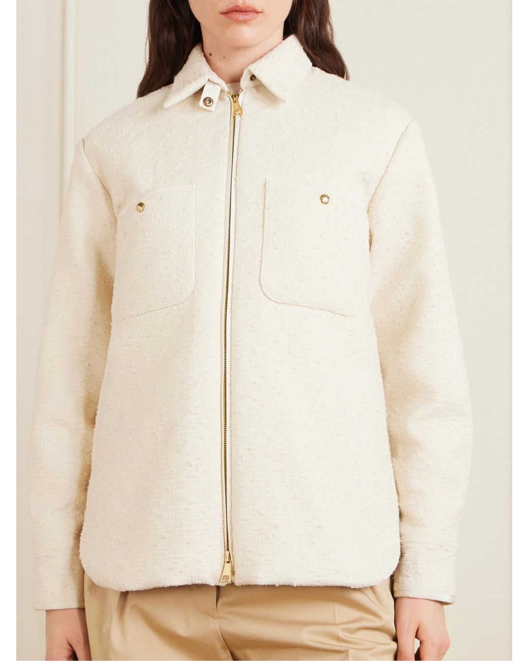 Moncler Natural Zip-Up Padded Shirt Jacket