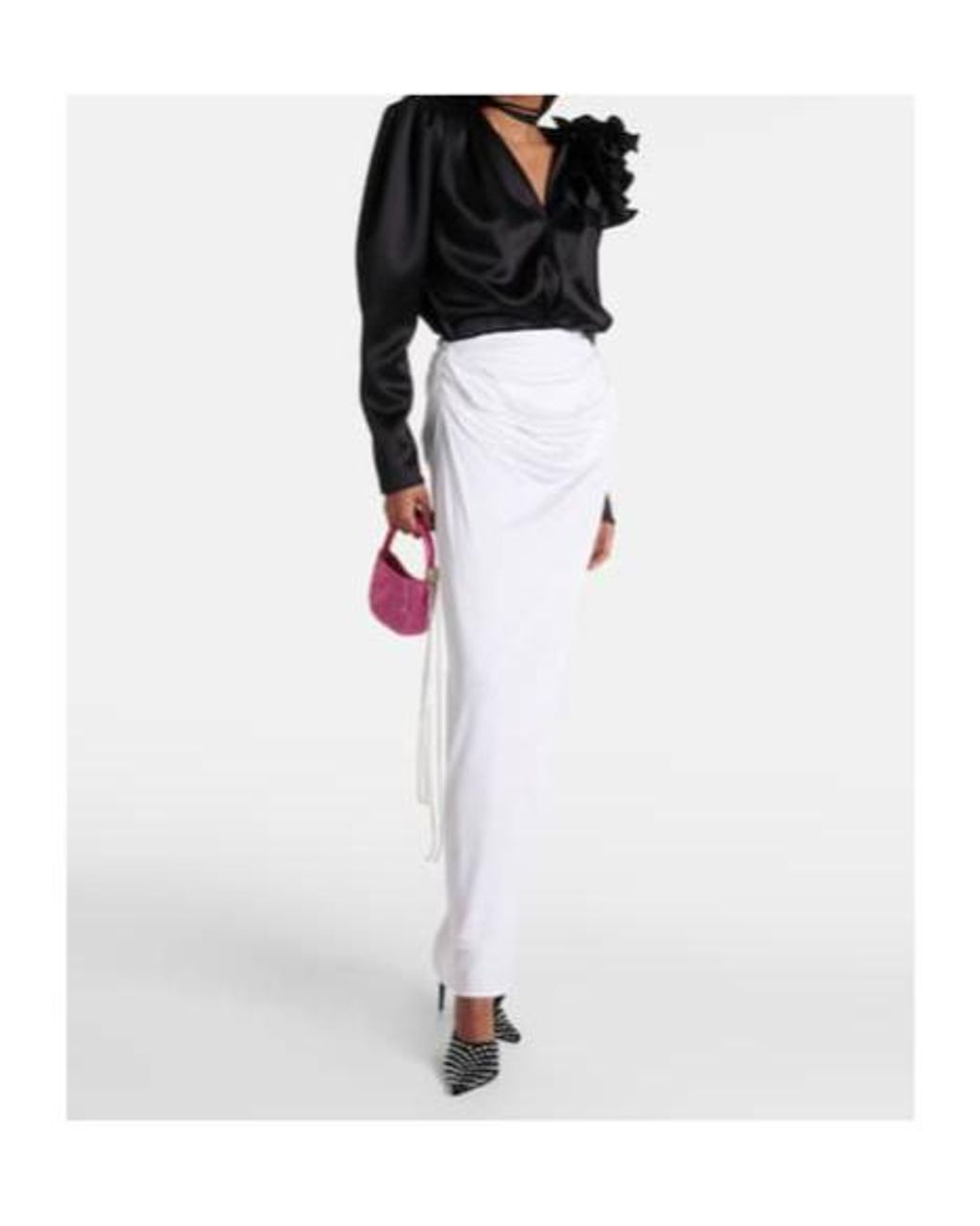 Magda Butrym White Draped Jersey Maxi Skirt
