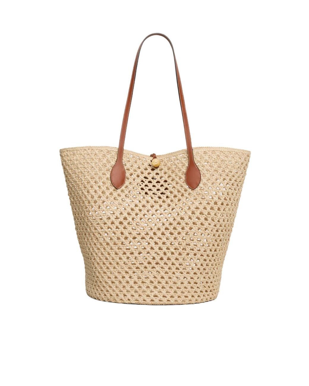 Céline Natural Bucket Triomphe Beads Basket