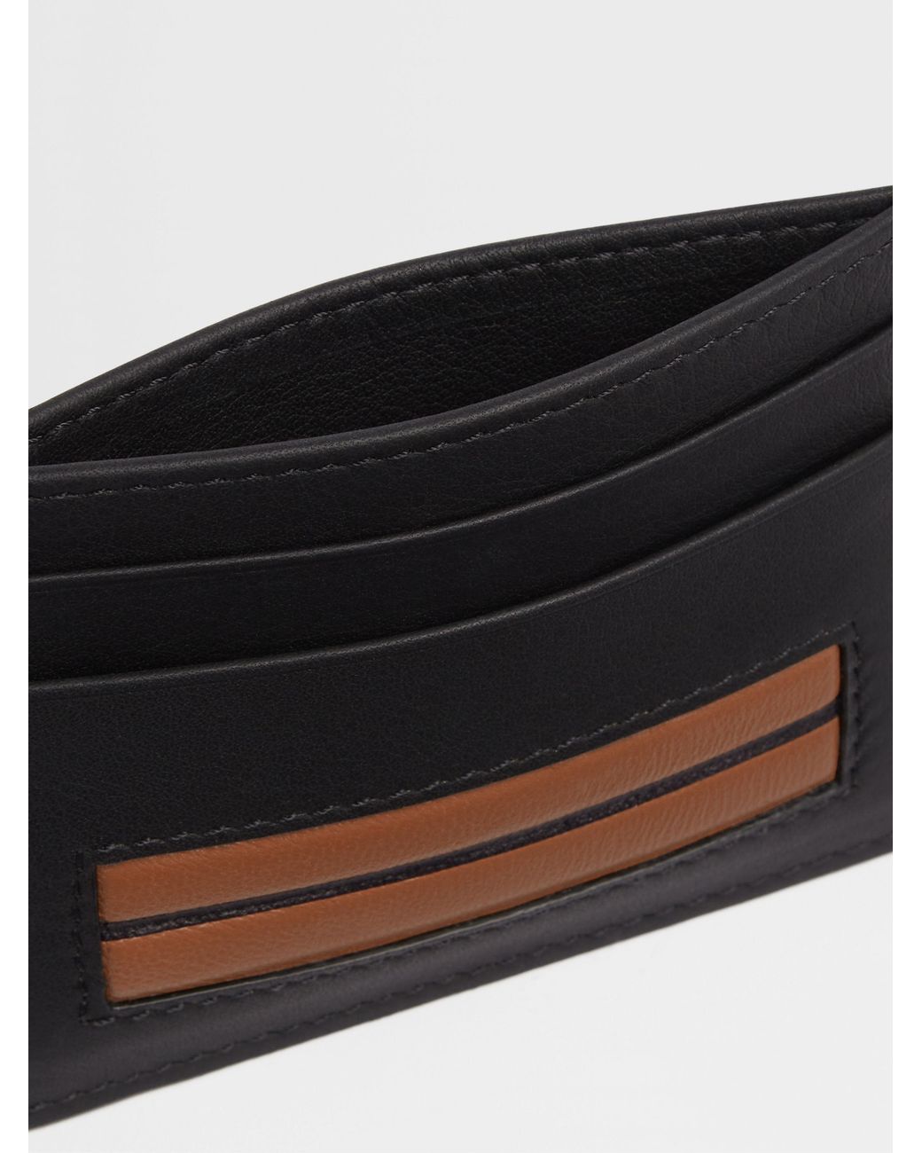 Zegna Black Leather Smooth Cardholder for men