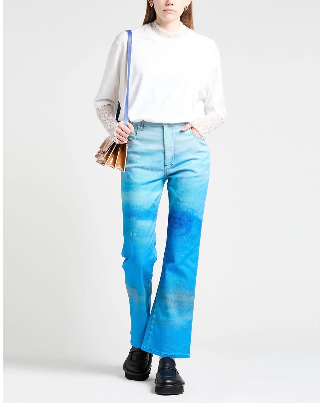 Marni Blue Tie-Dyed Flared Jeans