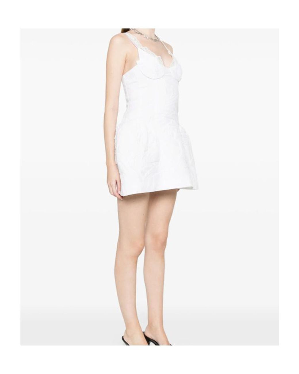 ShuShu/Tong White Lace Bow Mini Dress