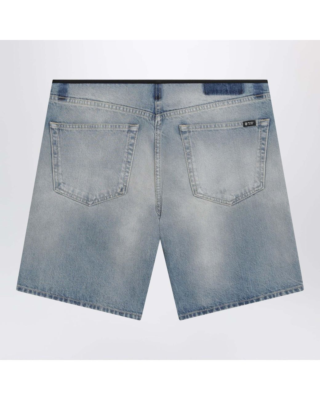 Prada Blue Washed Denim Bermudas