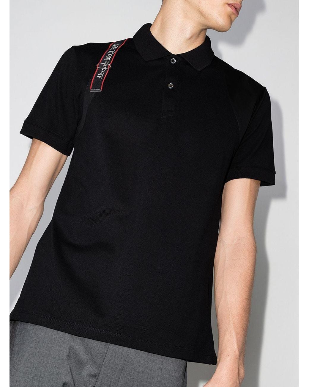 McQueen Logo Band Polo Shirt in Black for Men | Lyst