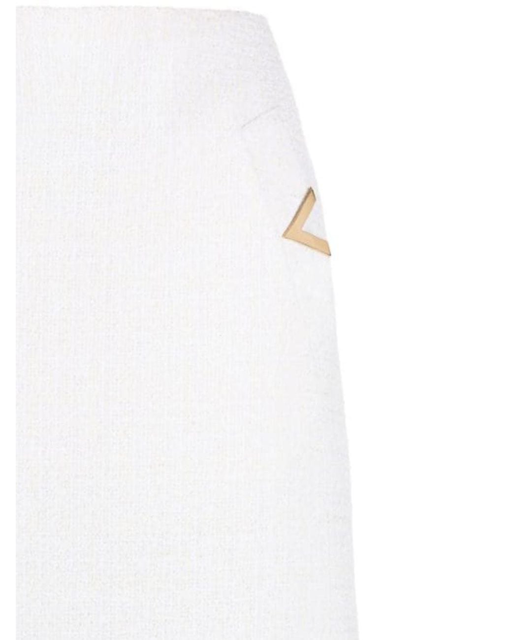 Valentino White Stripe Detailed Midi Skirt