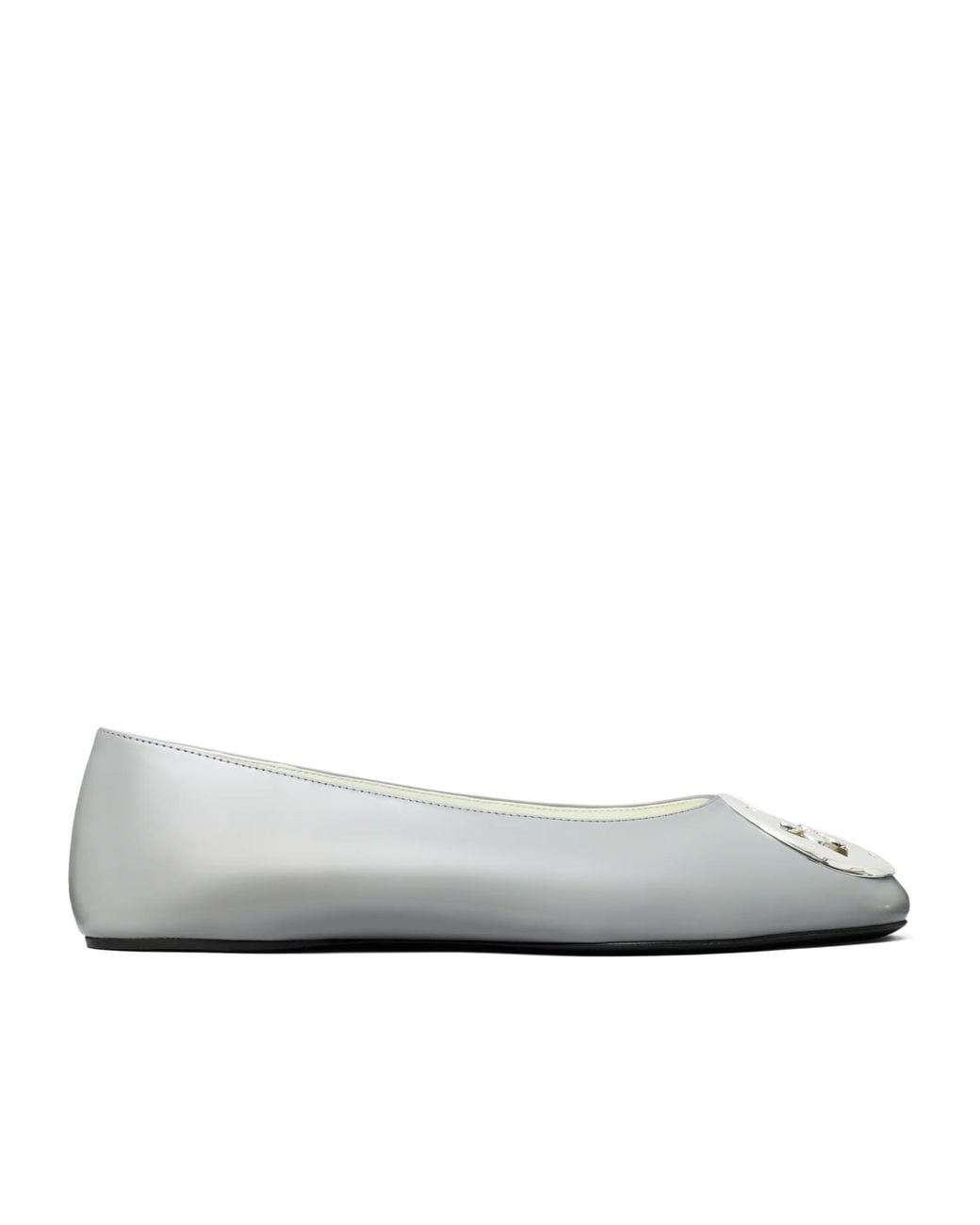 Tory Burch White Reva Logo-Plaque Ballet Flats