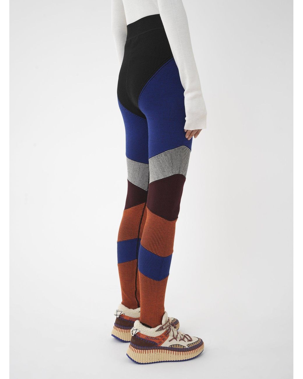 Chloé Blue Chloé Patchwork High-Waisted Leggings