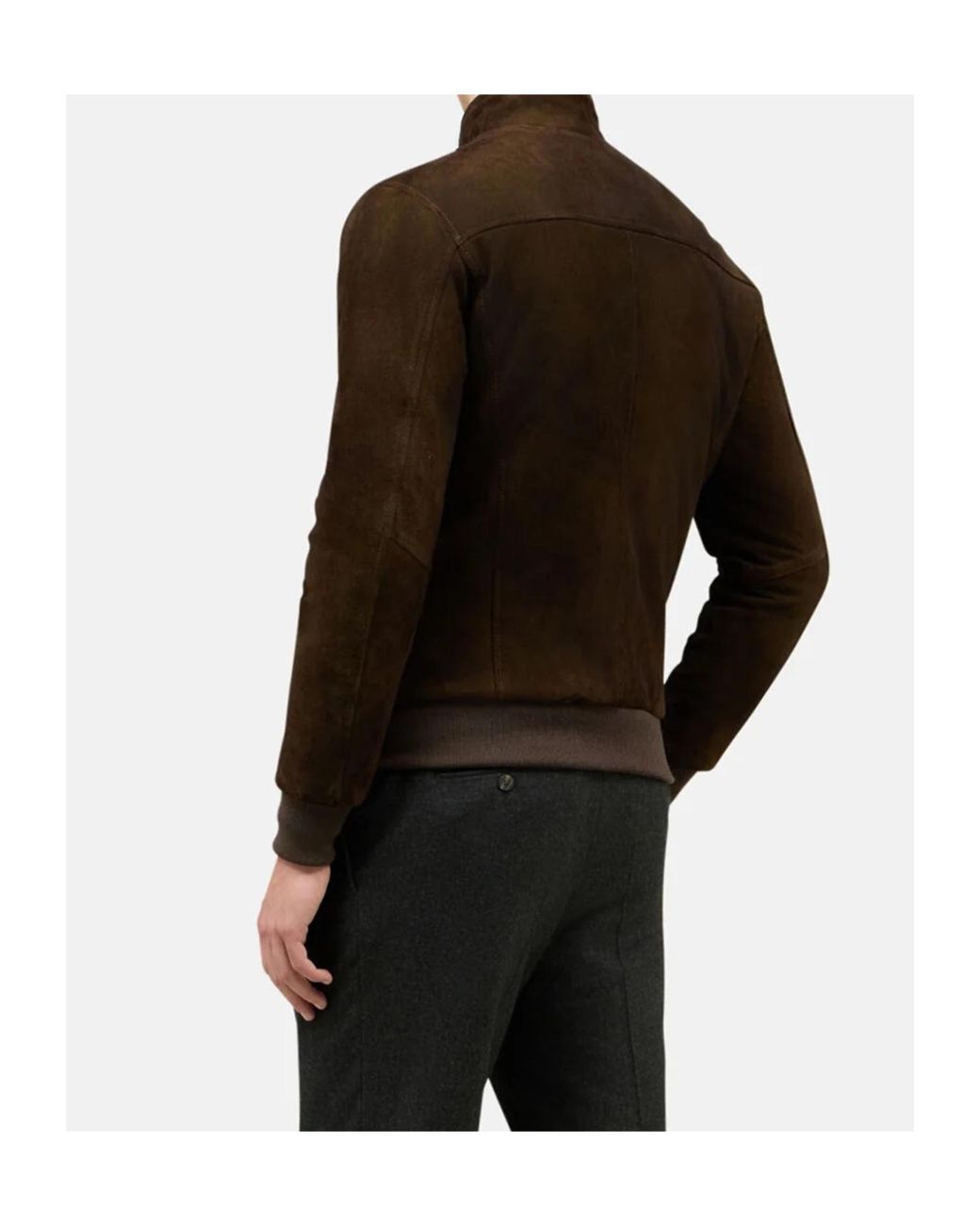 Boglioli Green Zip-Fastening Suede Bomber Jacket for men