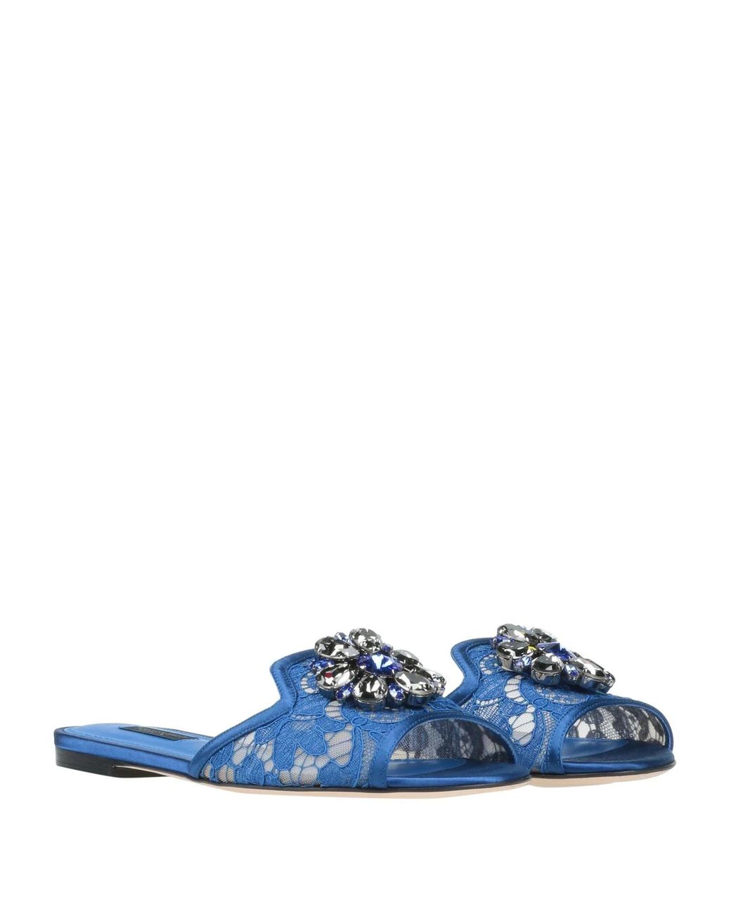 Dolce & Gabbana Blue Lace Print Sandals