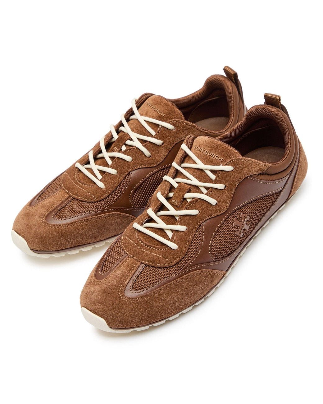Tory Burch Brown Leather Low-Top Trainers