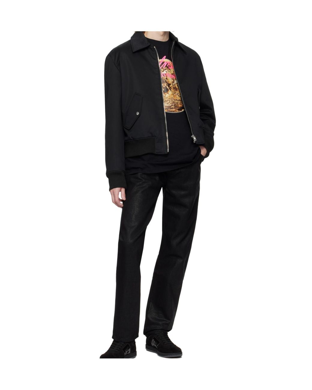 Balmain Black Cotton Bomber Jacket With Vintage Logo for men