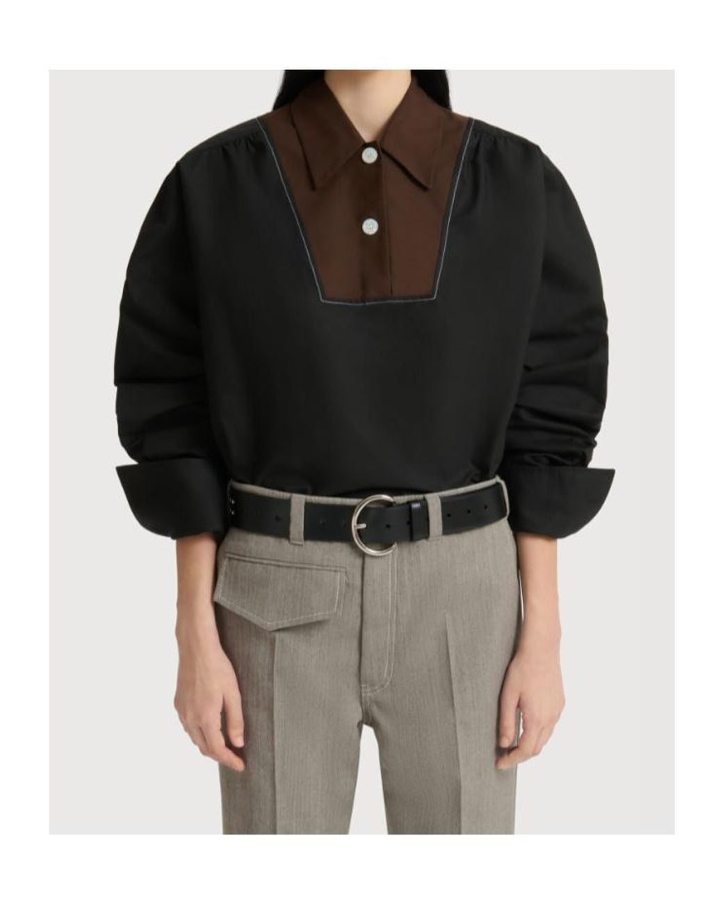 Marni Black Contrast Bib Insert Poplin Shirt