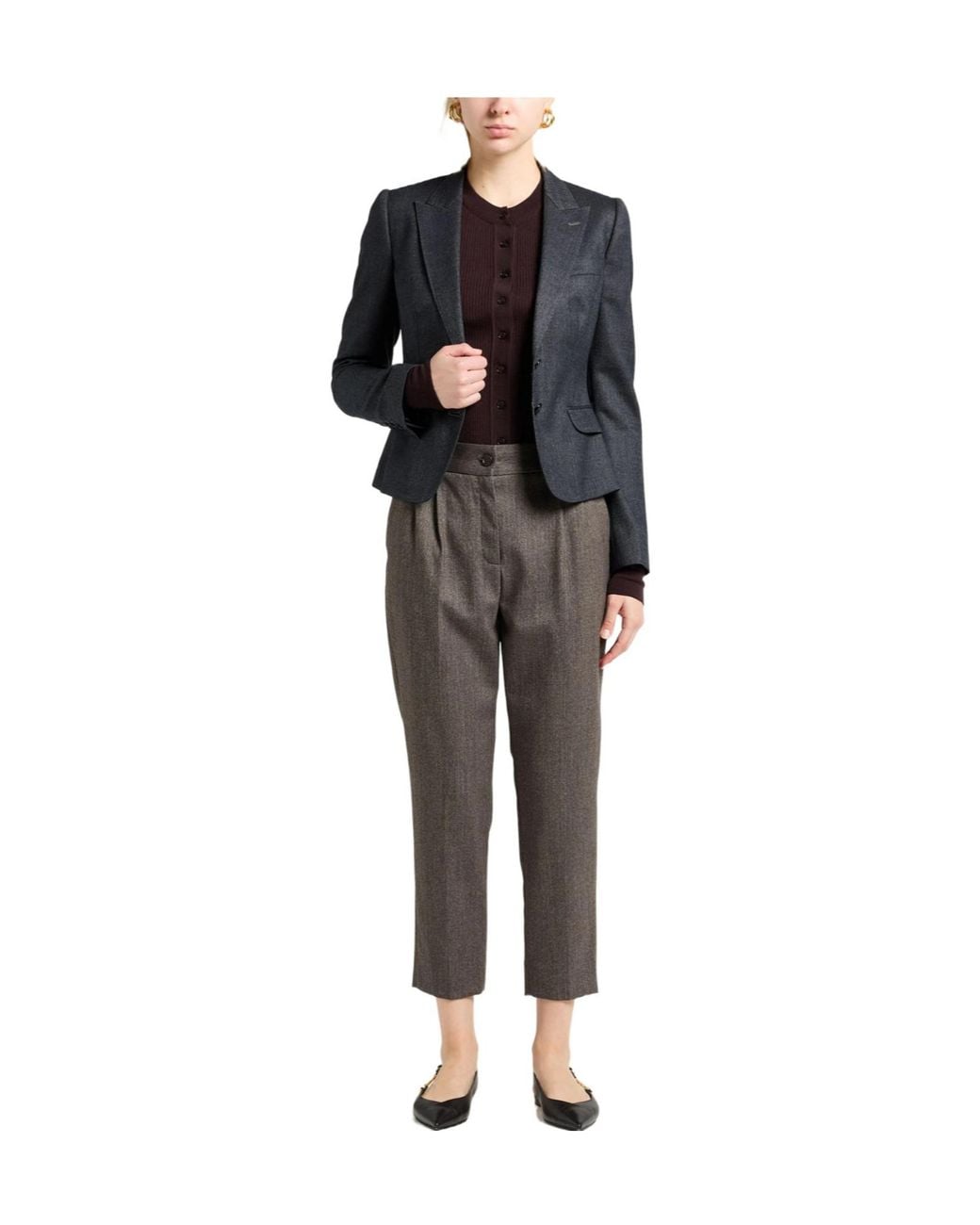 Dolce & Gabbana Gray Slim-Fit Two-Tone Wool Leggings
