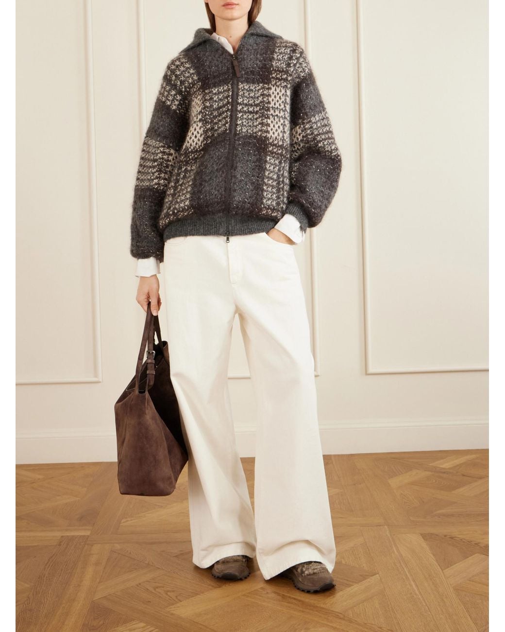 Brunello Cucinelli Brown Monile Shearling Slip-Ons