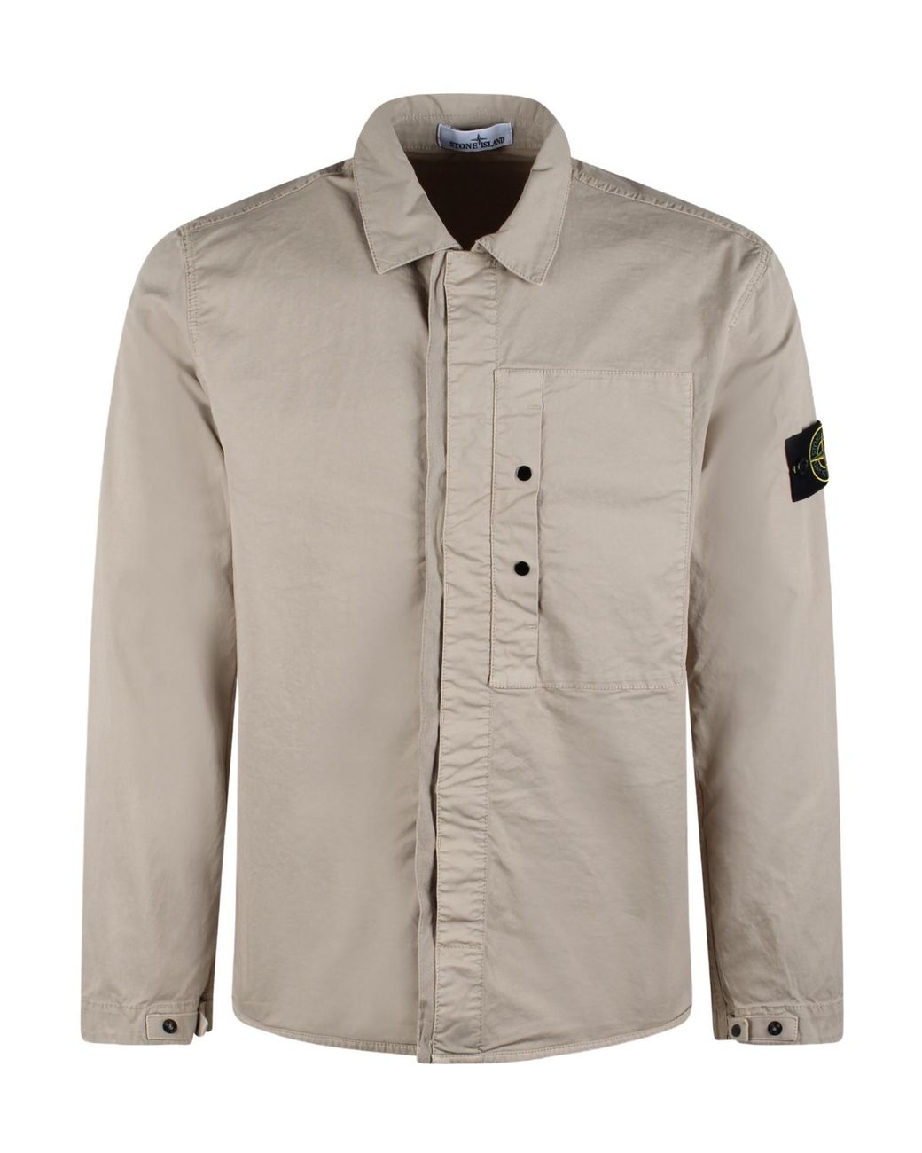 Stone Island Natural Compass Patch Long-Sleeved Overshirt for men
