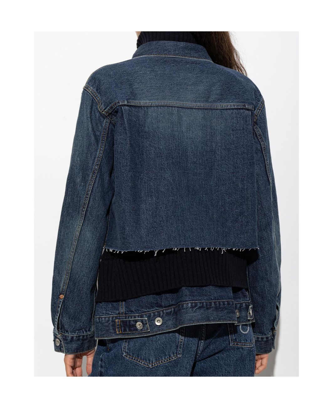 Sacai Blue Cropped Panelled Denim Jacket