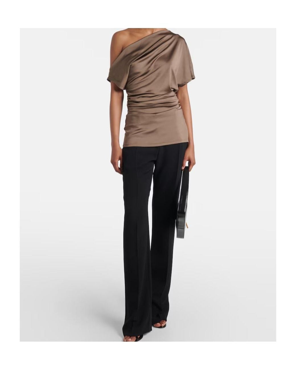 TOVE Brown Edel Ruched Draped Jersey Top