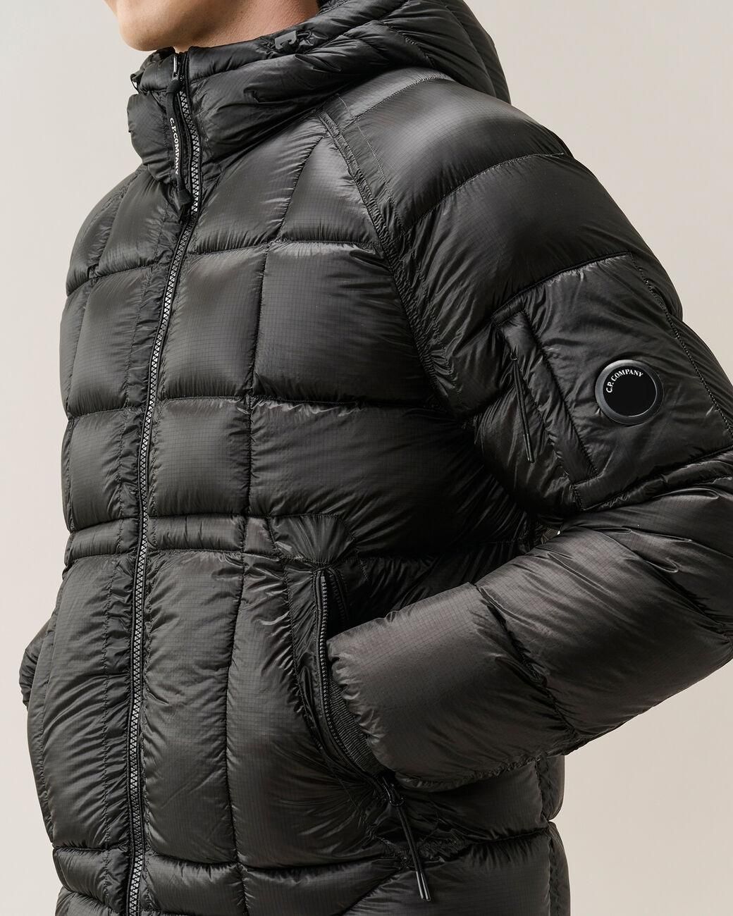 C P Company Black Lightweight Matte Micro-Ripstop Down Jacket With Adjustable Hood for men