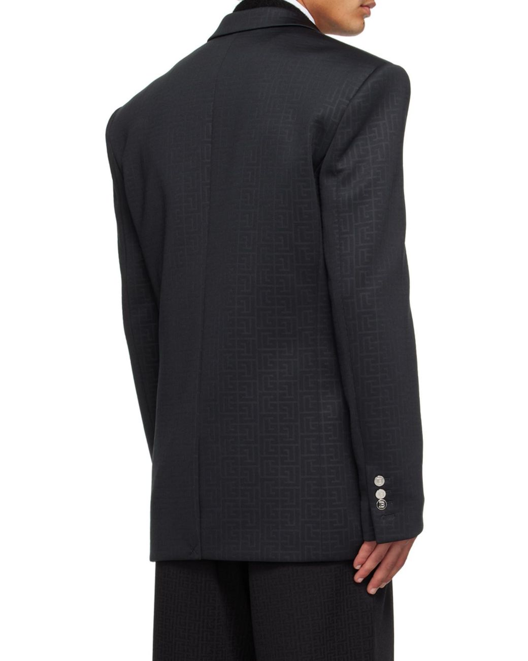 Balmain Blue Monogram Jacquard Blazer for men