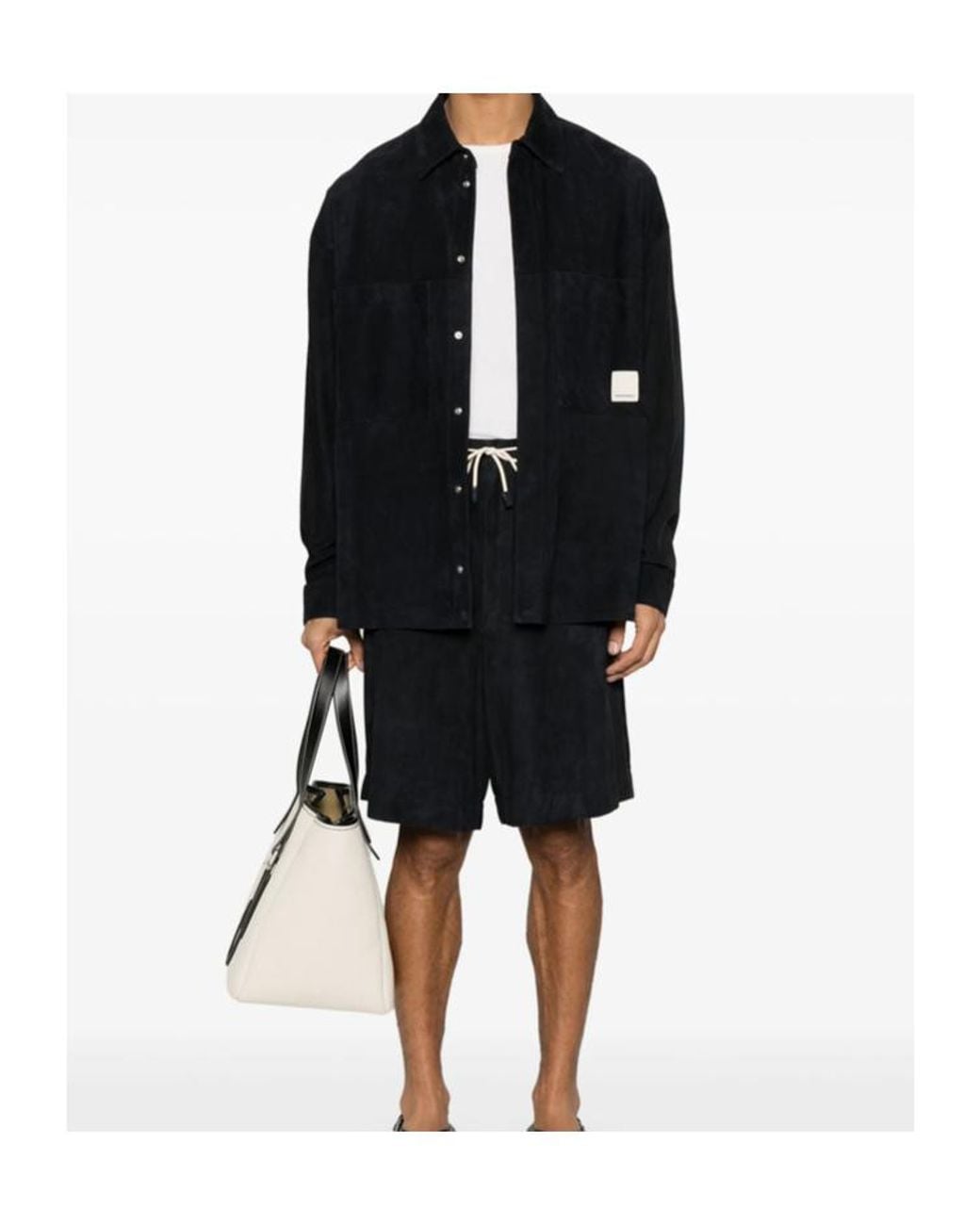 Emporio Armani Black Logo Patch Button-Up Shirt Jacket for men
