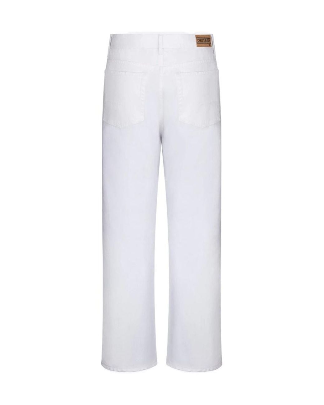 Dior White Christian Button Detailed Straight Leg Trousers