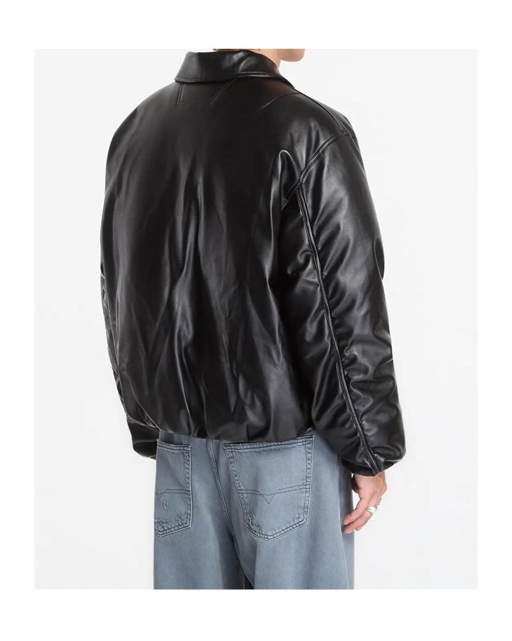 M I S B H V Black Puffer Bomber Jacket for men