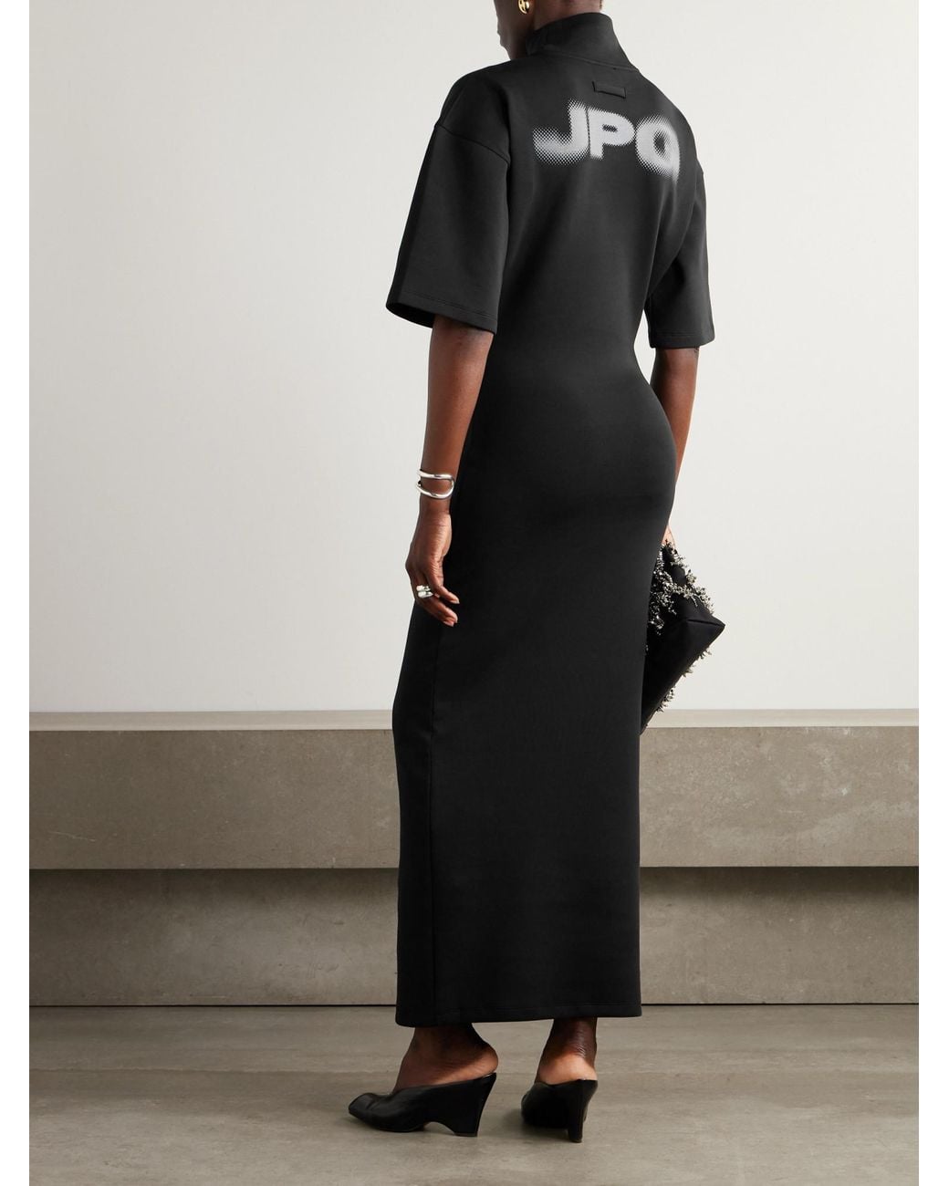 Jean Paul Gaultier Black Printed Jersey Maxi Dress