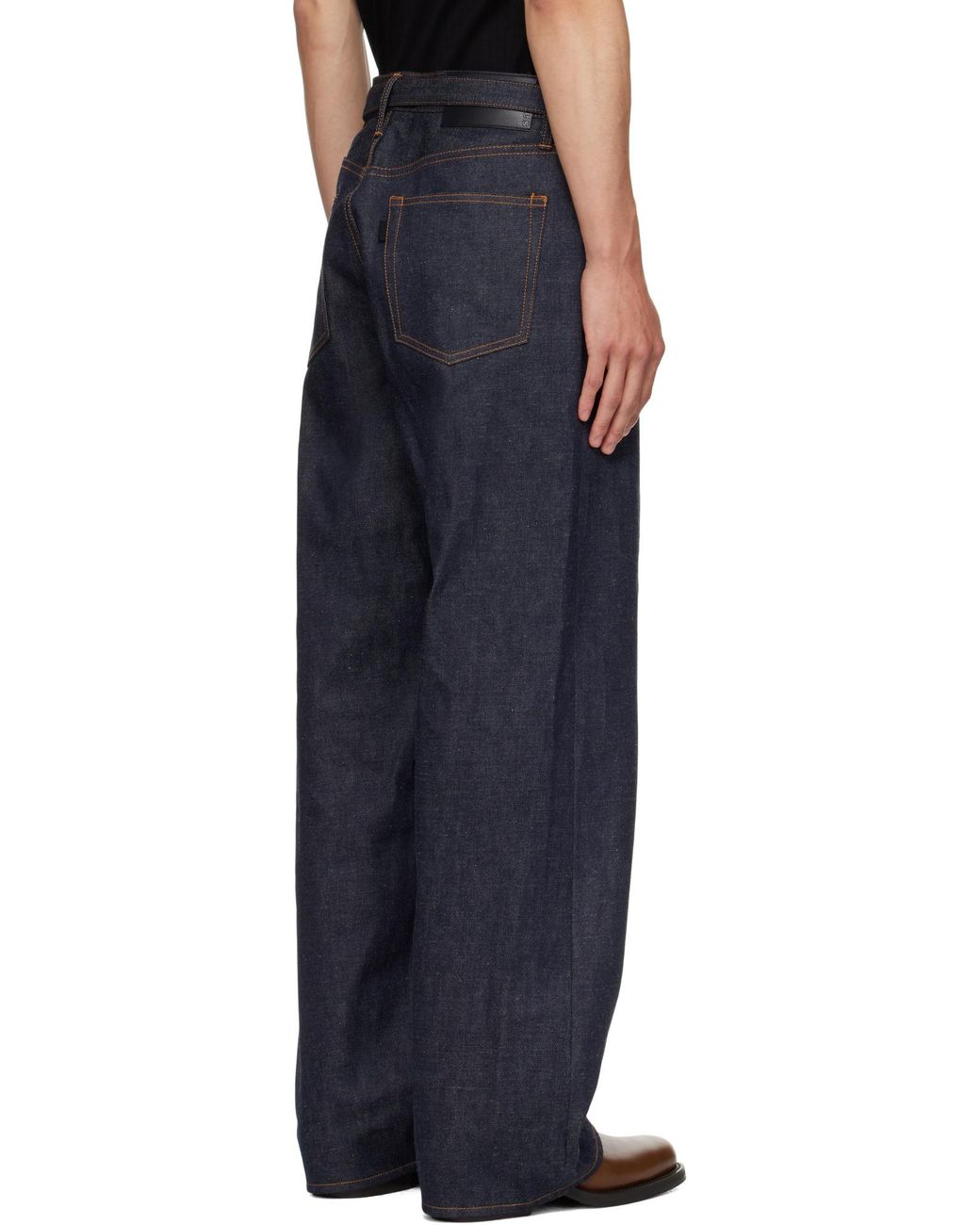 Sacai Blue Straight Leg Belted Jeans for men