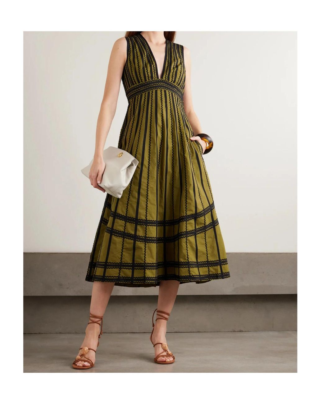 Ulla Johnson Green V-Neck Dress