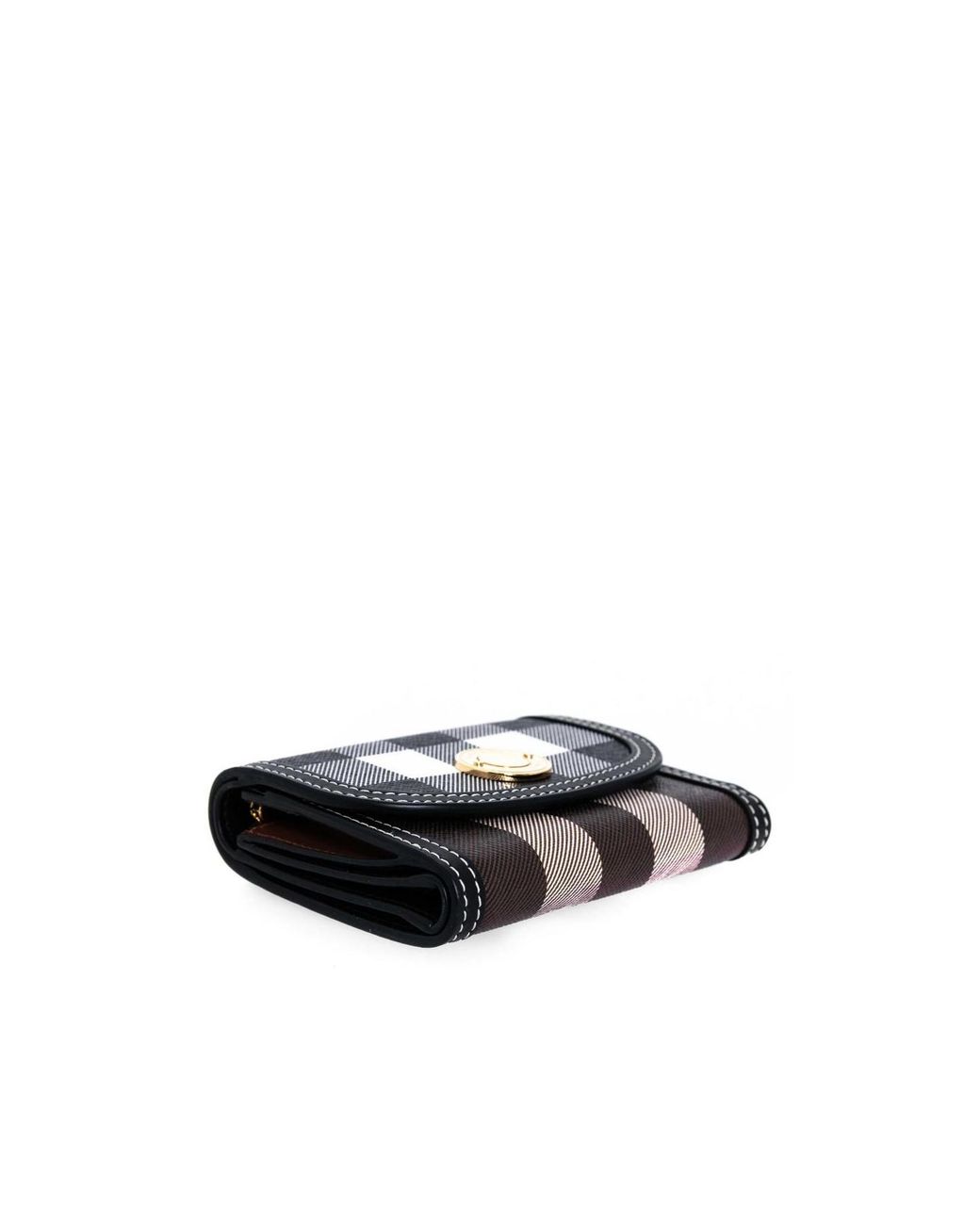 Burberry Black Checked Tri-Fold Wallet