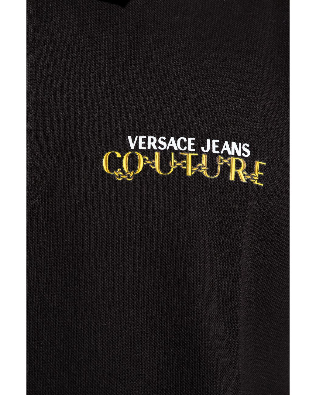 Versace Jeans Black Chain-Link Polo Shirt for men