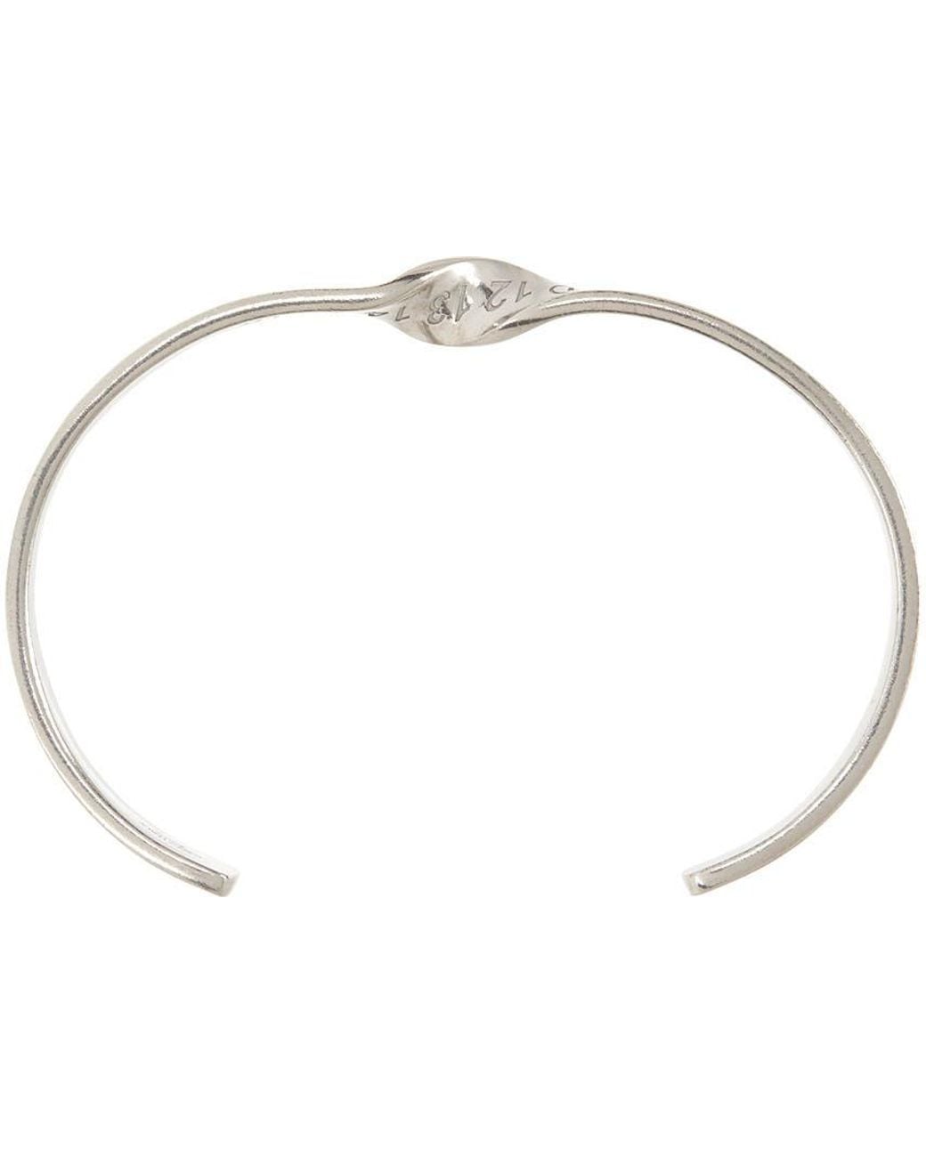 Maison Margiela White Logo Engraved Twisted Bracelet for men