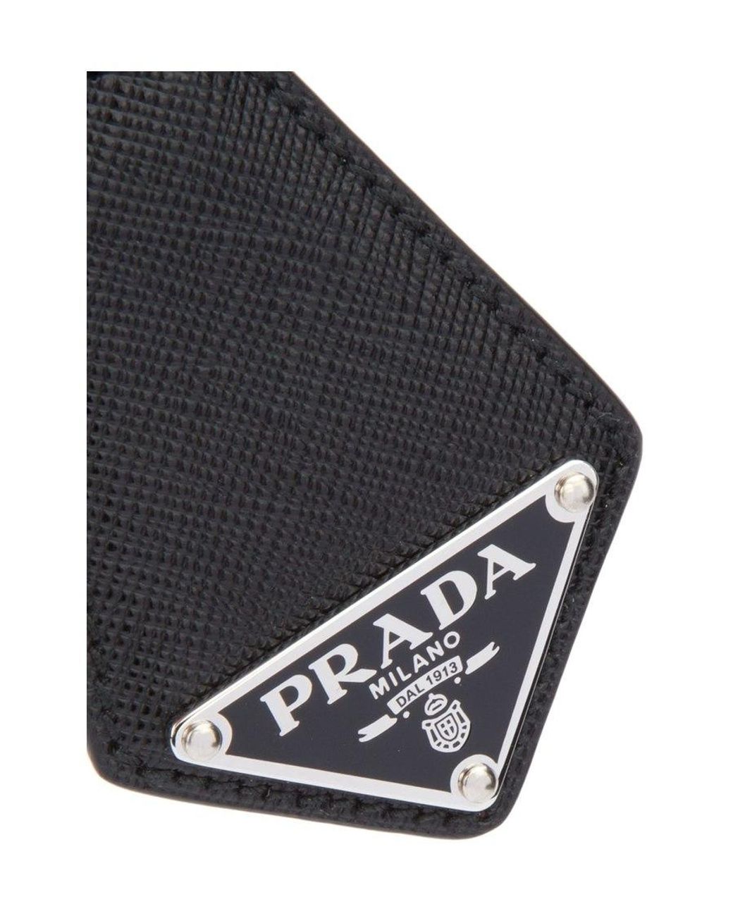 Prada White Leather Key Ring for men