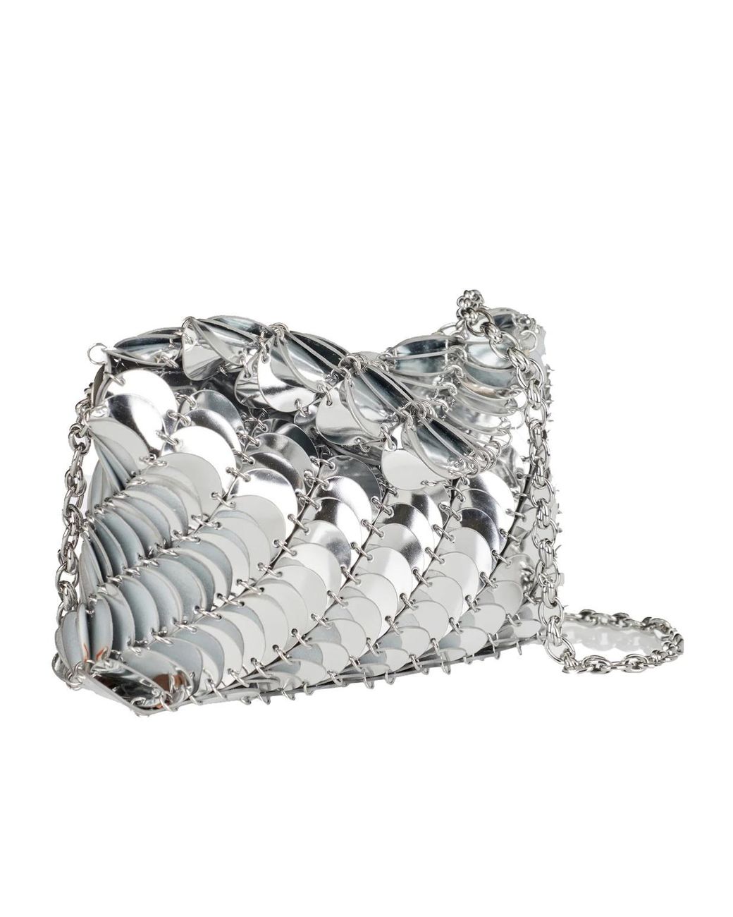 Rabanne Gray Sparkle Baguette Bag