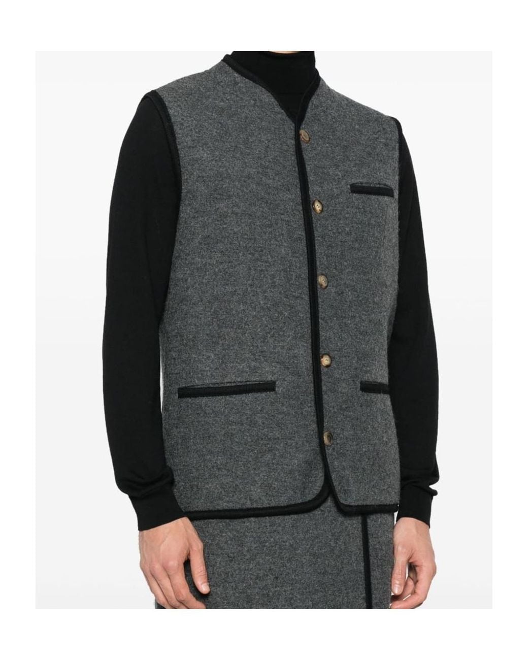 Rier Gray Long-Sleeved Single-Breasted Vest for men