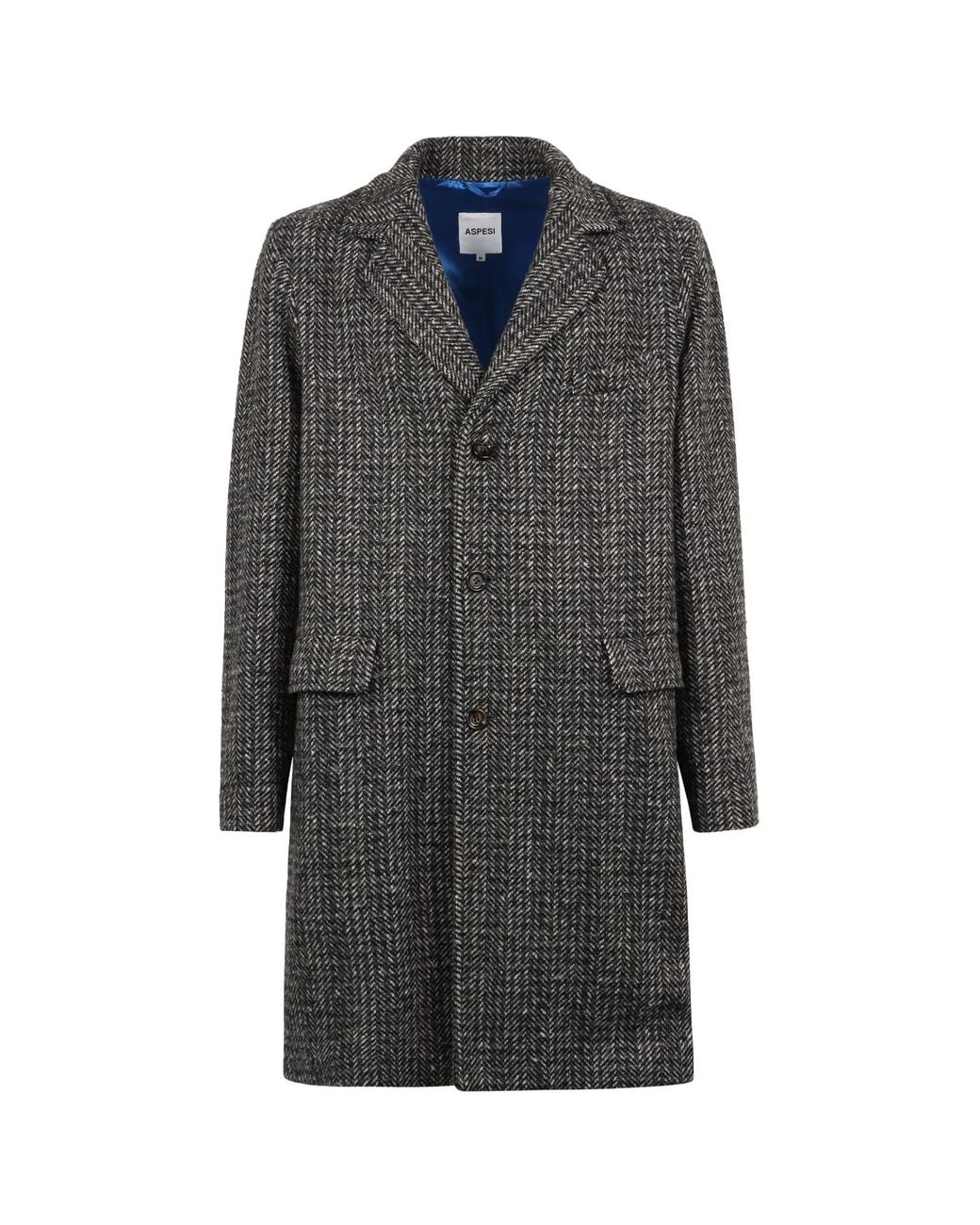 Aspesi Gray Single Breasted Lapel Collared Coat for men