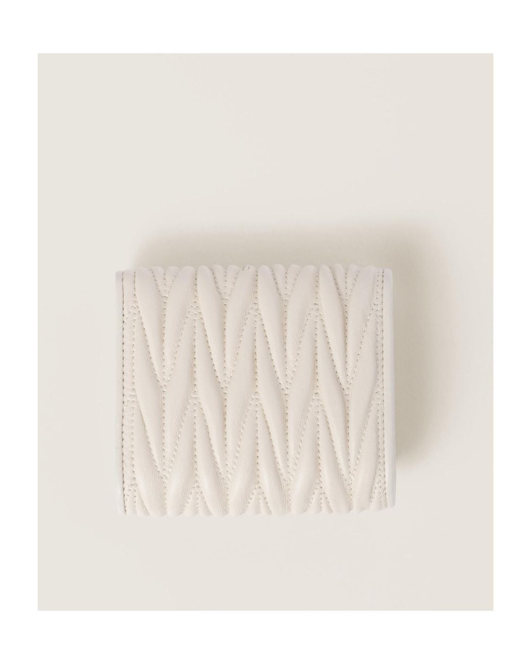 Miu Miu Natural Logo-Lettering Matelassé Leather Wallet