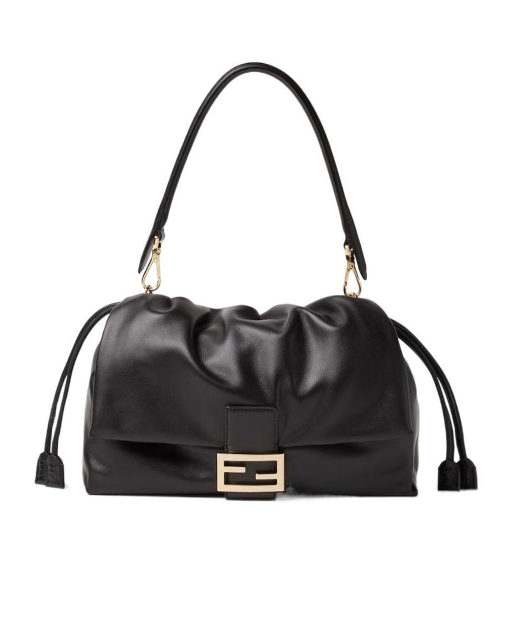 Fendi Black Baguette Soft Large Shoulder Bag