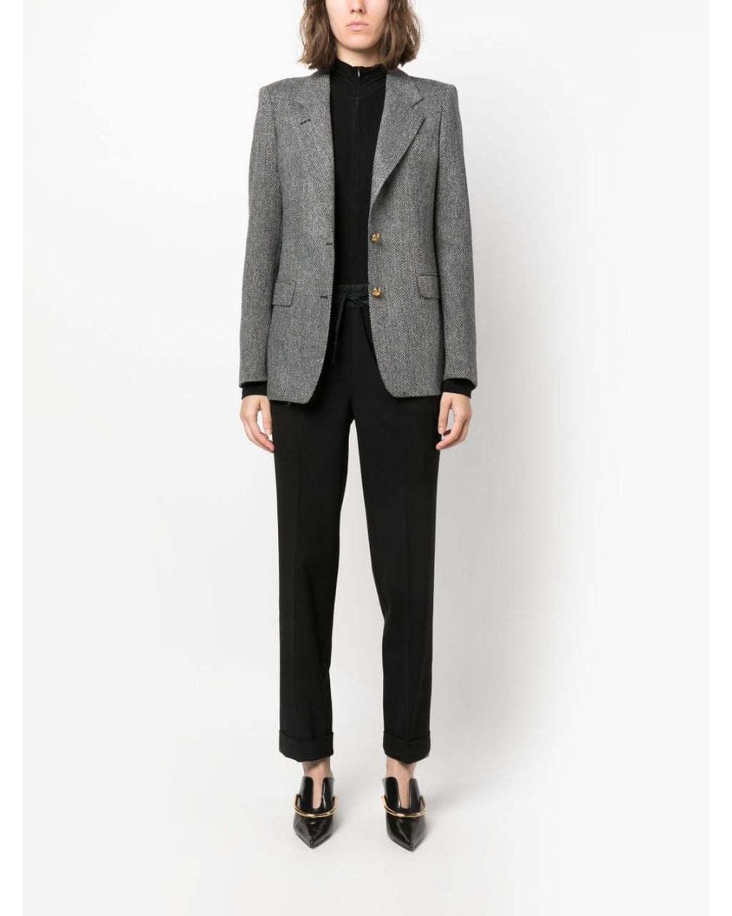 P.A.R.O.S.H. Black Mid-Rise Straight-Leg Trousers