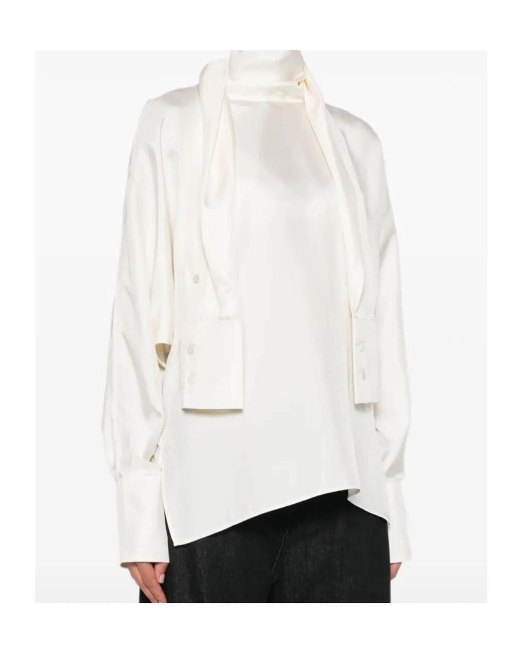 Rohe White Silk Scarf Blouse
