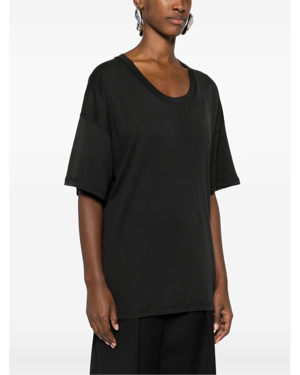 Lemaire Black Short-Sleeved Scoop-Neck T-Shirt