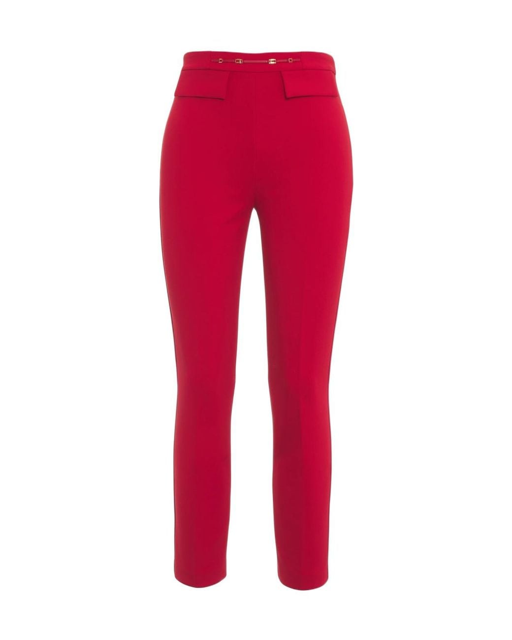 Elisabetta Franchi Red High Waist Slim Fit Pants