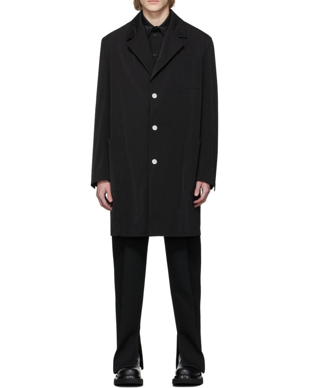 Bottega Veneta Black Wash Effect Elastic Nylon Coat for men