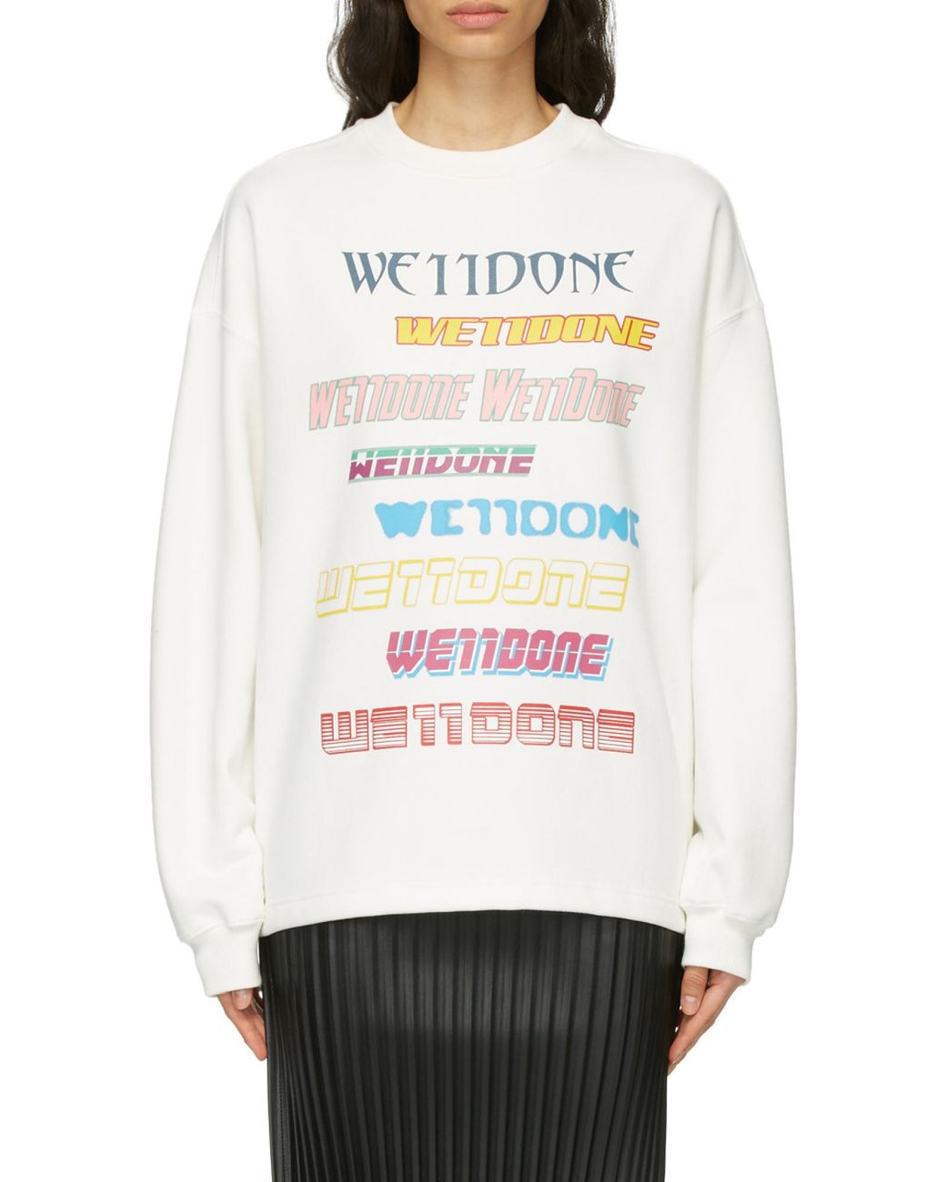 we11done White Logo Printed Long-Sleeved Sweatshirt for men