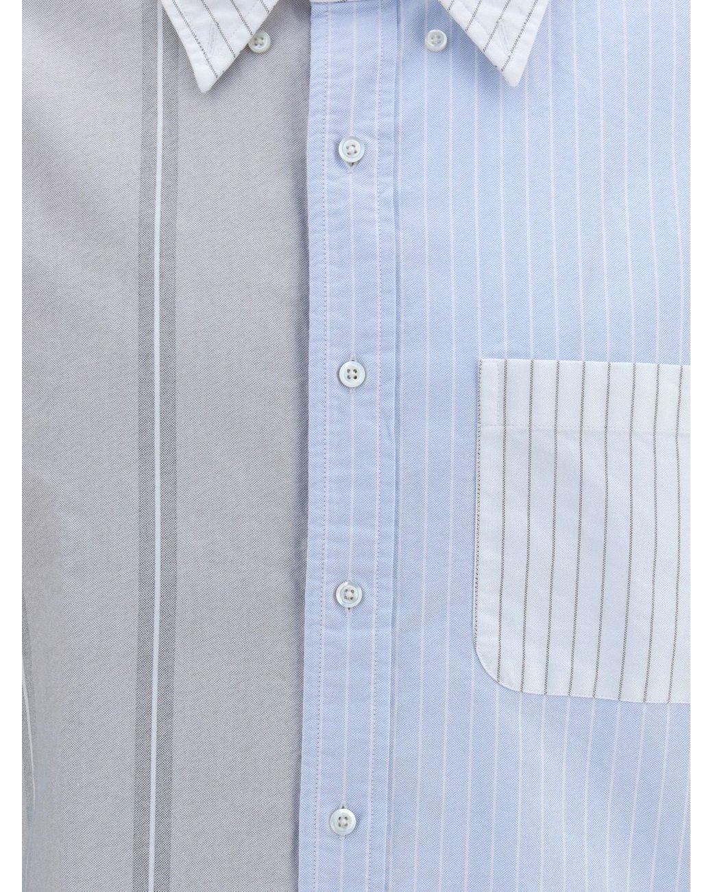 Thom Browne Blue Funmix Striped Oxford Shirt for men