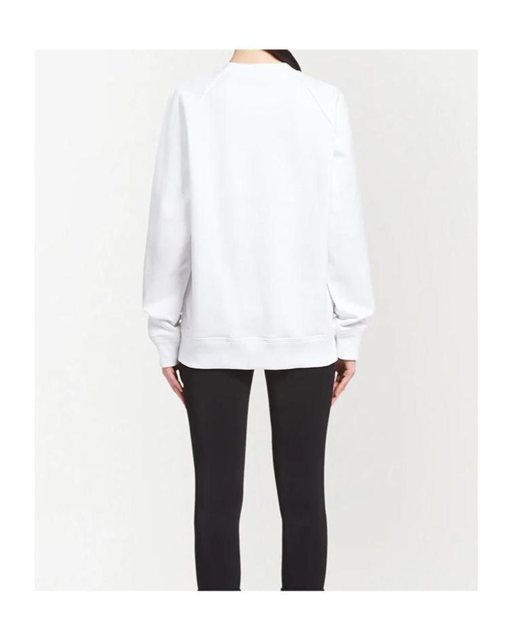 Prada White Logo-Print Cotton Sweatshirt