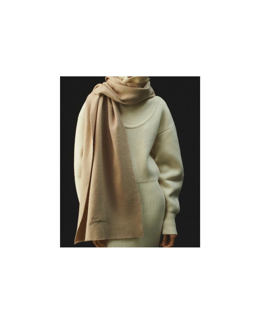 Jacquemus Natural Logo Embroidered Scarf for men