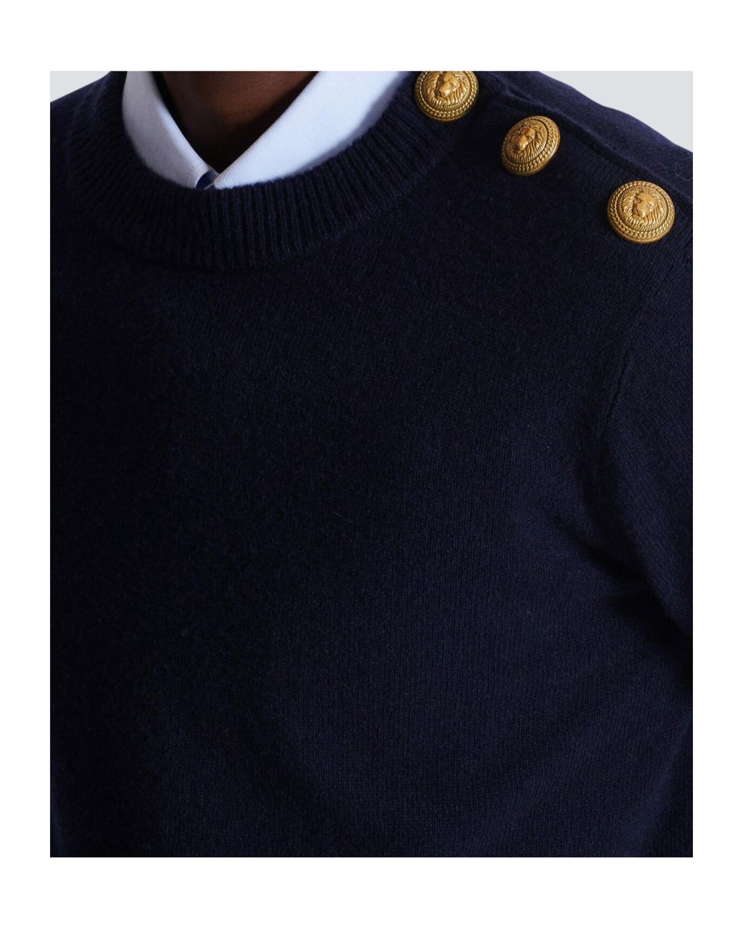 Balmain Blue Relaxed Fit Knit Jumper for men