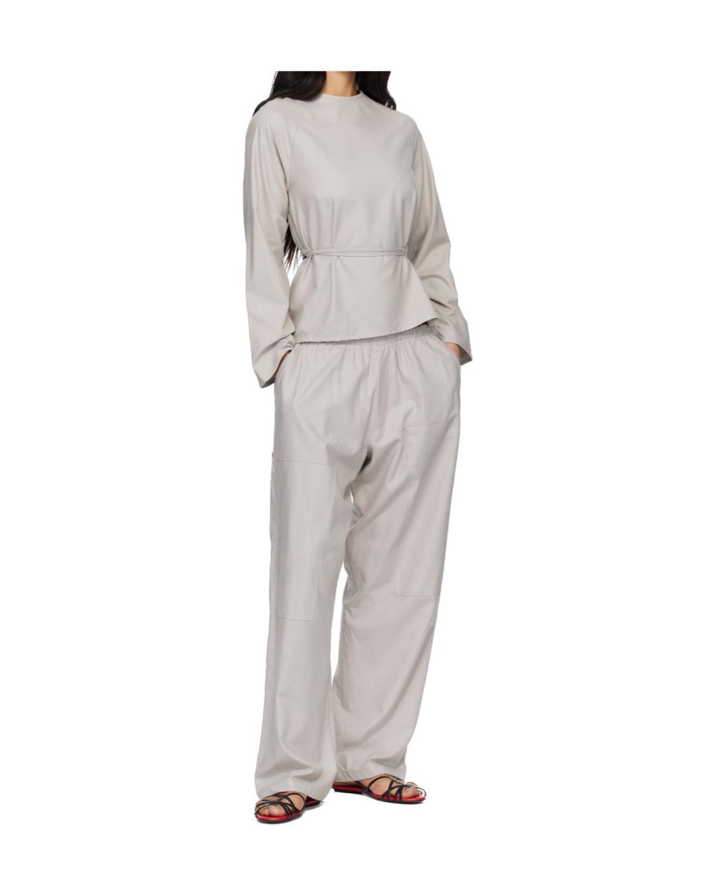 Baserange White Elastic Waist Casual Pants